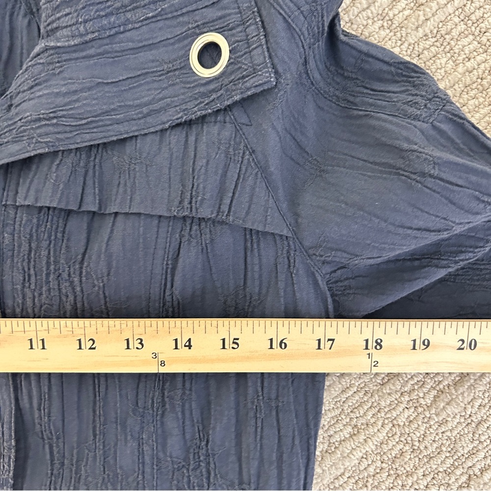 Piccadilly Vintage Navy Blue Lagenlook Crinkle Texture Jacket With Grommets Sz 6 - Picture 8 of 8